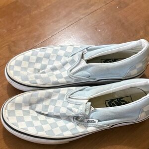 Vans Kids Light Blue Checkered Slip-On Sneakers